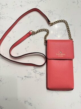 kate spade NY Larchmont Avenue Salmon Pebbled Leather Crossbody Phone Pouch
